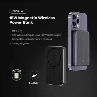 Zlos TT10 10000mAh Ultra-Thin Mini Wireless Charging Power Bank - Black